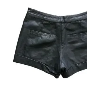 French Connection Cult Connection Cuffed Faux Leather Shorts Black